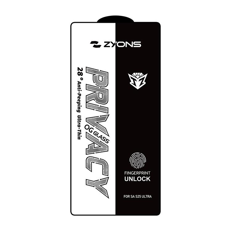 ZYONS Ultra-thin 28° OG Privacy Glass Fingerprint Unlock